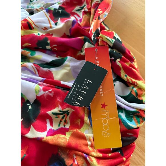 Lauren Ralph Lauren  Faux Wrap Ruched Poppy Floral Jersey Dress SZ 8 NWT - Picture 13 of 15